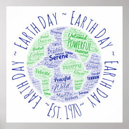 Póster Poster de Wordart en el Día de la Tierra