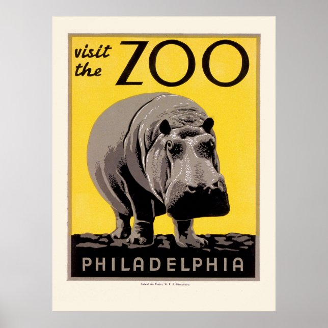 Póster Poster de WPA para el Zoológico de Filadelfia (Frente)