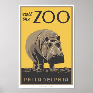 Póster Poster de WPA "Visita el Zoológico" Filadelfia