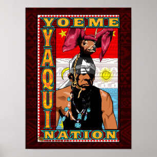 Póster Poster de Yaqui Deer Dancer Yoeme impreso en rojo 
