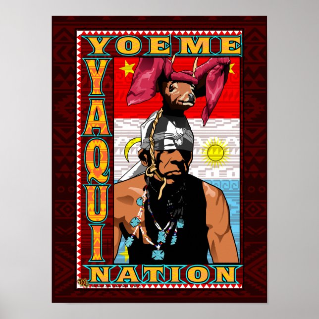 Póster Poster de Yaqui Deer Dancer Yoeme impreso en rojo  (Frente)