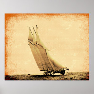 Póster Poster de Yate de Carreras de Vintage