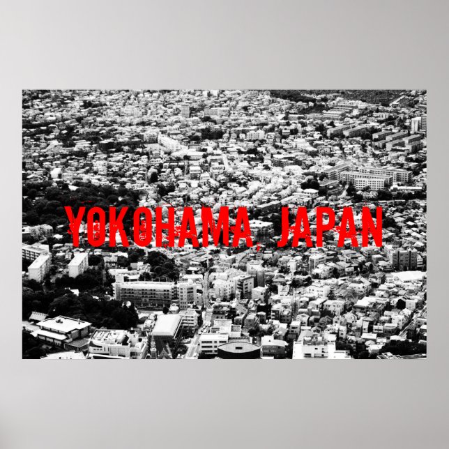Póster Poster de Yokohama blanco y negro (Frente)