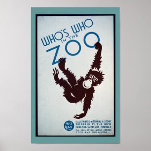 Póster Poster de Zoológico de Mono Vintage