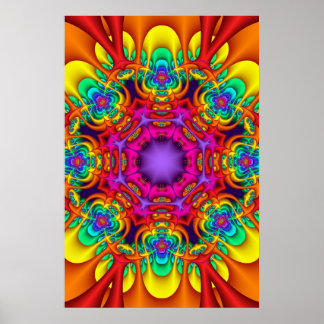 Póster Poster decorativo de mandala en colores arcoiris
