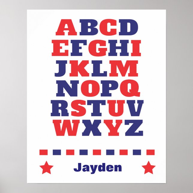 Póster Poster del abc azul oscuro del alfabeto visual del (Frente)