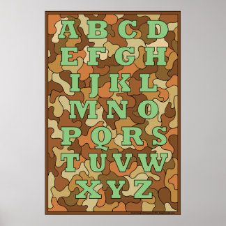 Póster Poster del alfabeto de camuflaje
