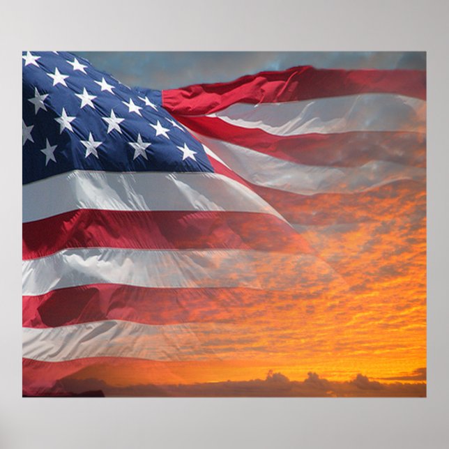 Póster POSTER del amanecer de la bandera de los Estados U (Frente)