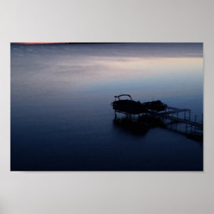 Póster Poster del amanecer del agua de pesca de la bahía