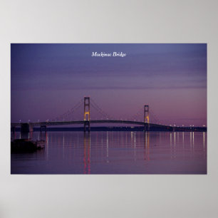 Póster Poster del amanecer del puente Mackinac