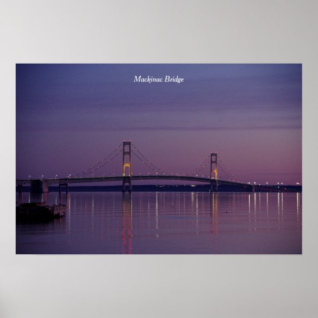 Póster Poster del amanecer del puente Mackinac (Frente)