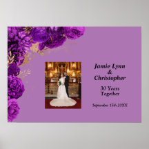 Poster del Aniversario del Boda Purple Floral