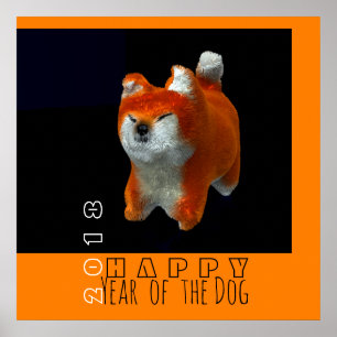 Póster Poster del año 2018 de Shiba Puppy 3D Digital Art 