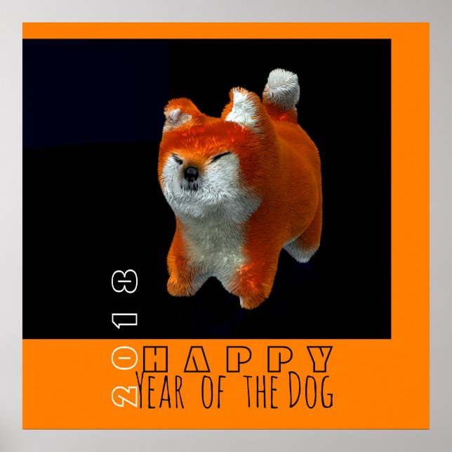Póster Poster del año 2018 de Shiba Puppy 3D Digital Art  (Frente)