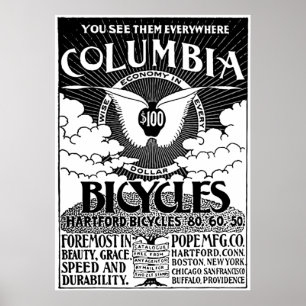 Póster Poster del anuncio de las bicicletas de Columbia