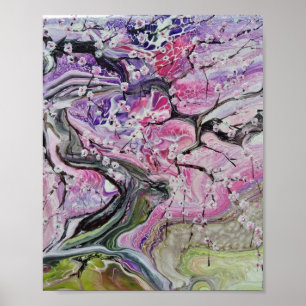 Póster Poster del árbol de cerezo de flores