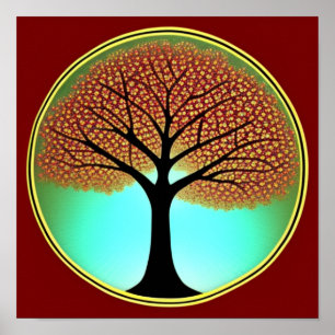 Póster Poster del árbol de otoño de la vida
