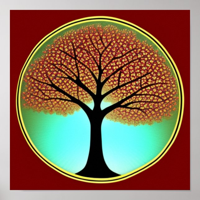 Póster Poster del árbol de otoño de la vida (Frente)