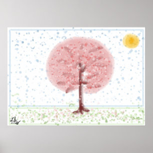 Póster Poster del árbol de Sakura