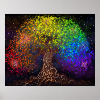 Póster Poster del árbol del arcoiris de la vida