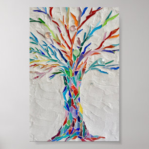 Póster Poster del árbol del arcoiris mosaico