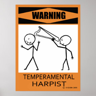Póster Poster del arpist térmico de advertencia