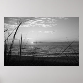 Póster Poster del atardecer blanco y negro