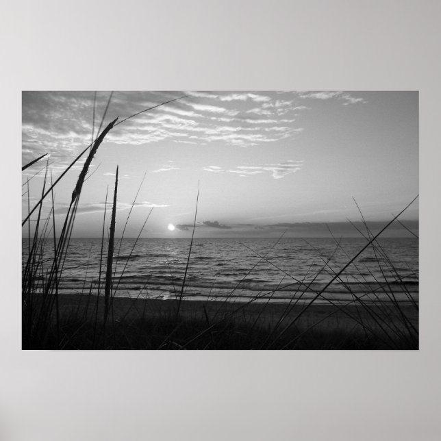 Póster Poster del atardecer blanco y negro (Frente)