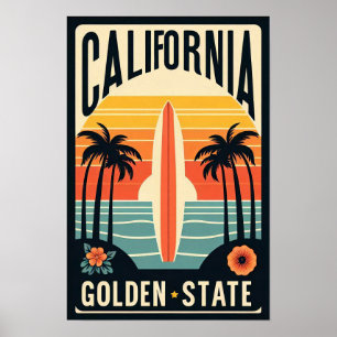 Póster Poster del atardecer del estado de oro de Californ