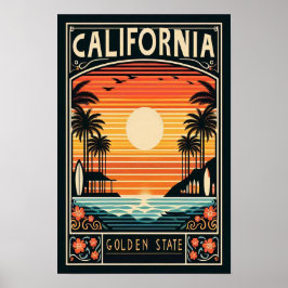 Póster Poster del atardecer del estado de oro de Californ