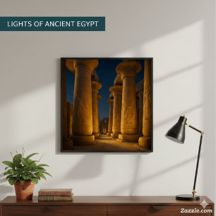 Póster Poster del atardecer del templo de Karnak