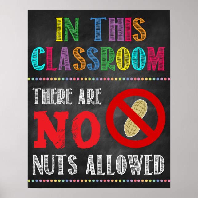 Póster Poster del aula de alergía de nueces (Frente)