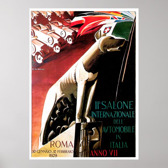 Póster poster del Auto Show de Roma Italia 1929 (Frente)