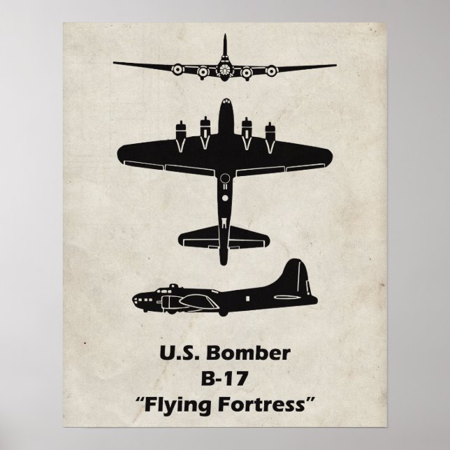 Póster Poster del avión de la Fortaleza Voladora B-17 (Frente)