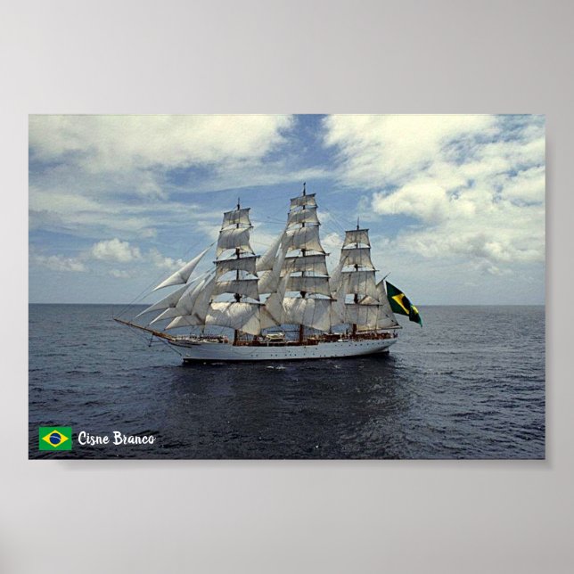 Póster Poster del Barco Alto de Brasil, Cisne Branco. (Frente)