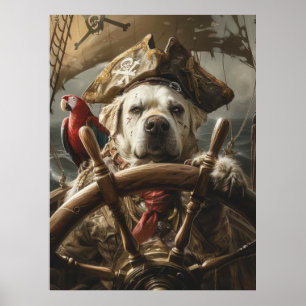 Póster Poster del barco de dirección de perro pirata enoj