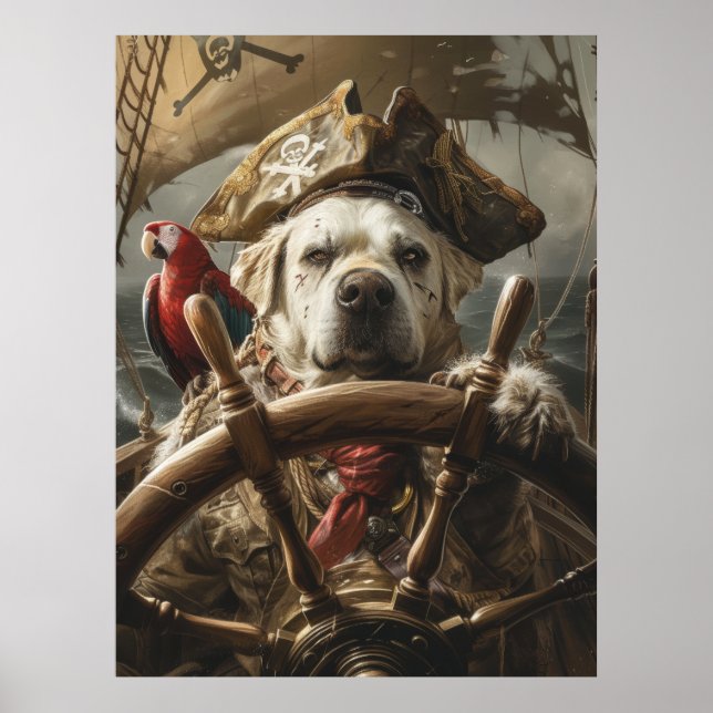 Póster Poster del barco de dirección de perro pirata enoj (Frente)