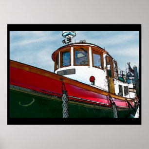 Póster Poster del barco del tirón del vintage
