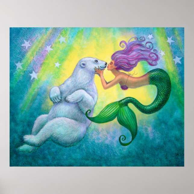 Póster poster del "Beso de oso polar de la sirena" (Frente)