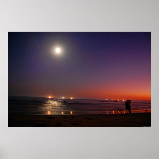 Póster Poster del beso oceánico nocturno (Frente)