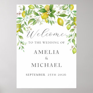 Póster Poster del Boda de bienvenida de Watercolor Lemon 