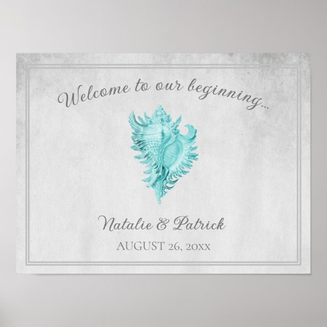 Póster Poster del Boda de la concha verde azulada (Frente)