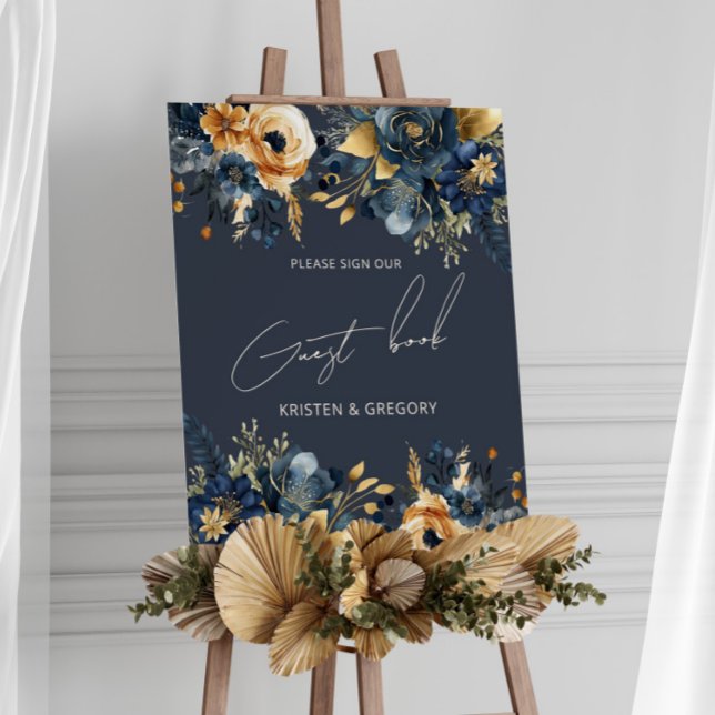 Póster Poster del Boda floral acuático Blue Gold (Subido por el creador)