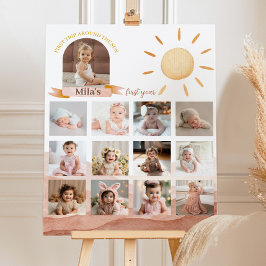 Póster Poster del Boho Rainbow Birday Photo Milestone