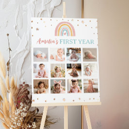 Póster Poster del Boho Rainbow Birday Photo Milestone