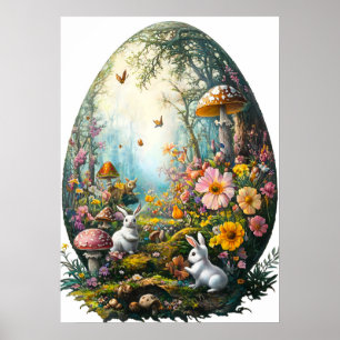 Póster Poster del bosque de huevos de pascua