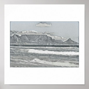 Póster Poster del bosquejo de la montaña de la tabla de