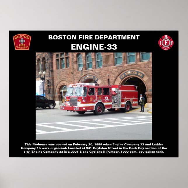 Póster Poster del Boston Fire Dept. Engine-33 (Frente)