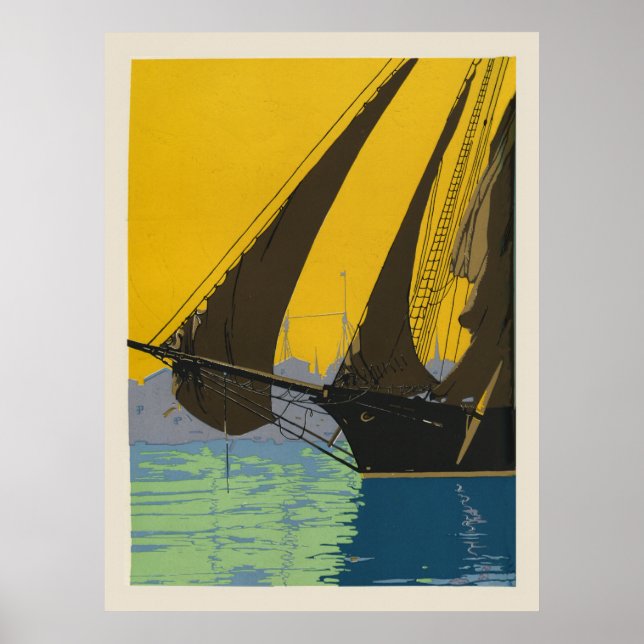 Póster Poster del buque Deco letterpress (Frente)