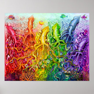 Póster Poster del calamar arcoiris